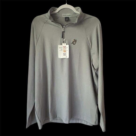 NWT Green Grass Mens Heather Grey 1/4 Zip Golf Pullover Seagate Large NEW - Picture 1 of 9